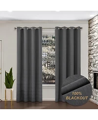 Awesome Home 100% Blackout Cotton Blend Thermal Grommet Curtains, 2 Panels