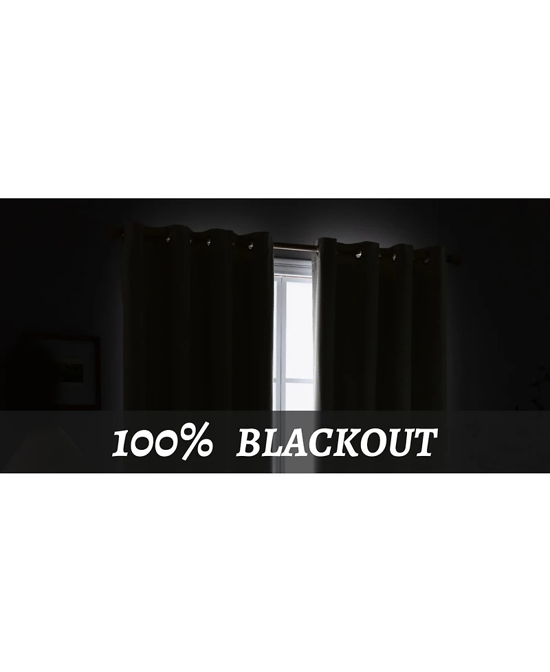 Awesome Home 100% Blackout Cotton Blend Thermal Grommet Curtains, 2 Panels