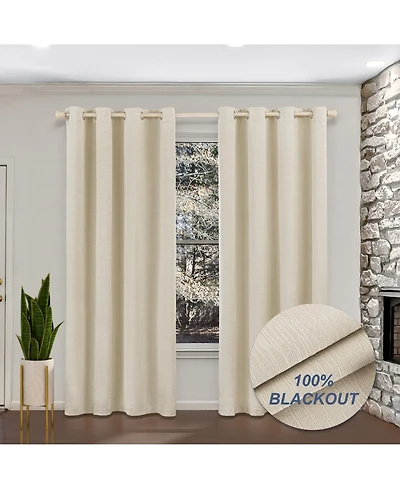 Awesome Home 100% Blackout Cotton Blend Thermal Grommet Curtains, 2 Panels