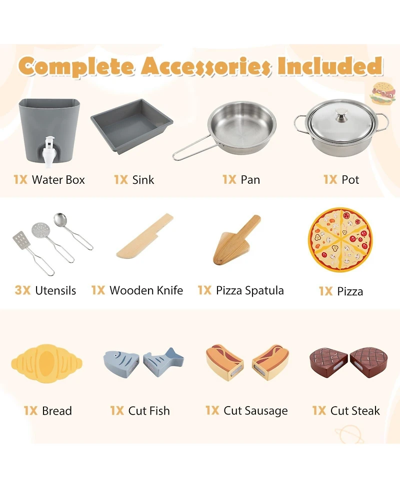 Mecale 3-Piece Outdoor Kitchen Set Mud Kitchen with Separate Bbq Grill and Pizza Oven