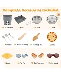 Mecale 3-Piece Outdoor Kitchen Set Mud Kitchen with Separate Bbq Grill and Pizza Oven