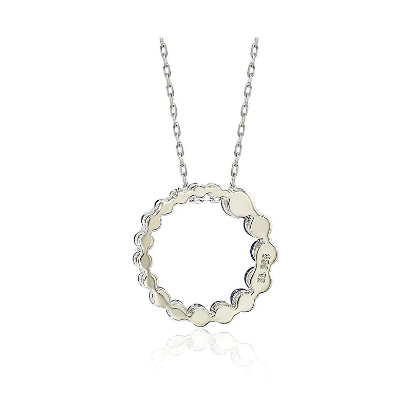 Suzy Levian Sterling Silver Natural Sapphire Circle Journey Pendant Necklace