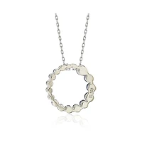 Suzy Levian Sterling Silver Natural Sapphire Circle Journey Pendant Necklace