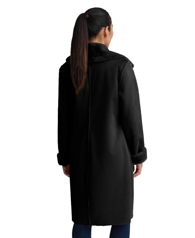 Nvlt Women's Longline Faux Shearling Coat