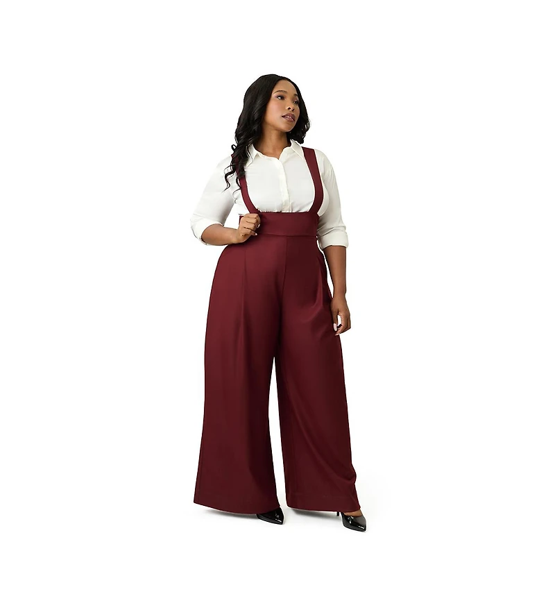 Unique Vintage Plus Wide Leg Rochelle Suspender Pants
