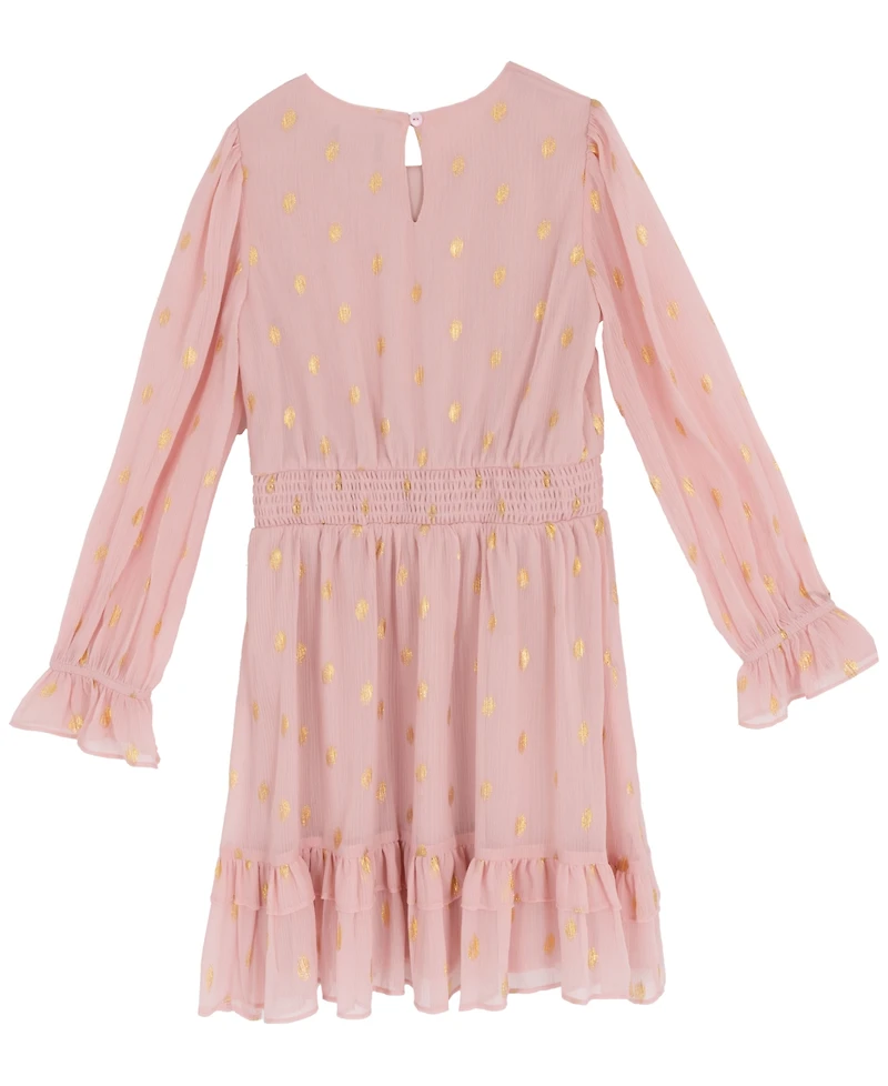 Rare Editions Big Girls Foil Dot Chiffon Dress