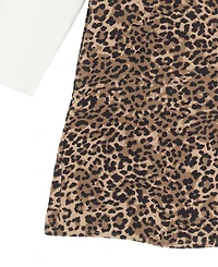 Rare Editions Big Girl 2-Piece Denim Animal Printed Dress over Ribbed T-Shirt with Necklace Set