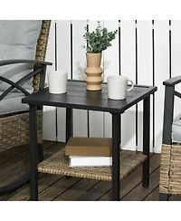 Outsunny 3pc Rocking Chair Set w/ Cushions, Wicker Bistro Set, Light