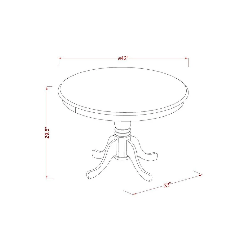East West Furniture dining table set of 4 fantastic parson dining chairs with Linen Fabric Baby Blue color and a stunning mid-century dining table wit