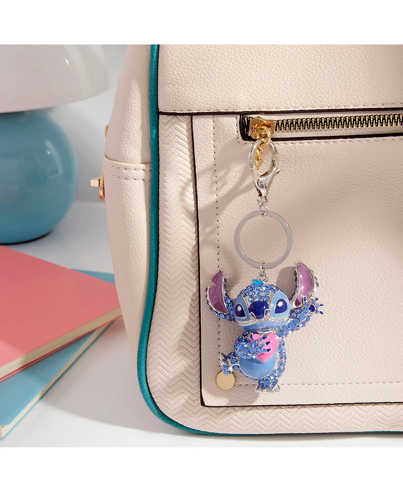 Disney Stitch Keychain Official License, Multicolored Pave Crystal Stitch Heart Charm Keychain, Disney Bag Charm