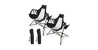 2 Pack Adjustable Hammock Camping Chairs with Cup Holder and Carry Bag