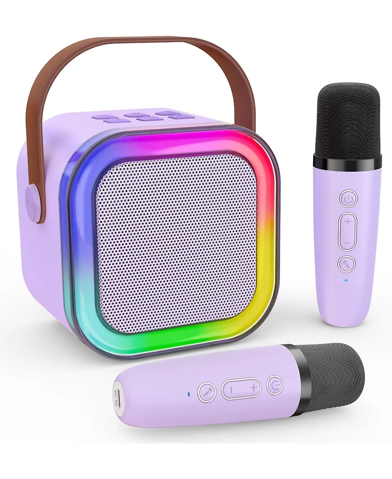 Mini Karaoke Machine for Kids, Haomuren Portable Speaker with 2 Wireless Microphones, Christmas Birthday Gifts Girl Singing Karaoke Machine for 3-12+