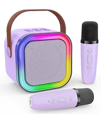 Mini Karaoke Machine for Kids, Haomuren Portable Speaker with 2 Wireless Microphones, Christmas Birthday Gifts Girl Singing Karaoke Machine for 3-12+