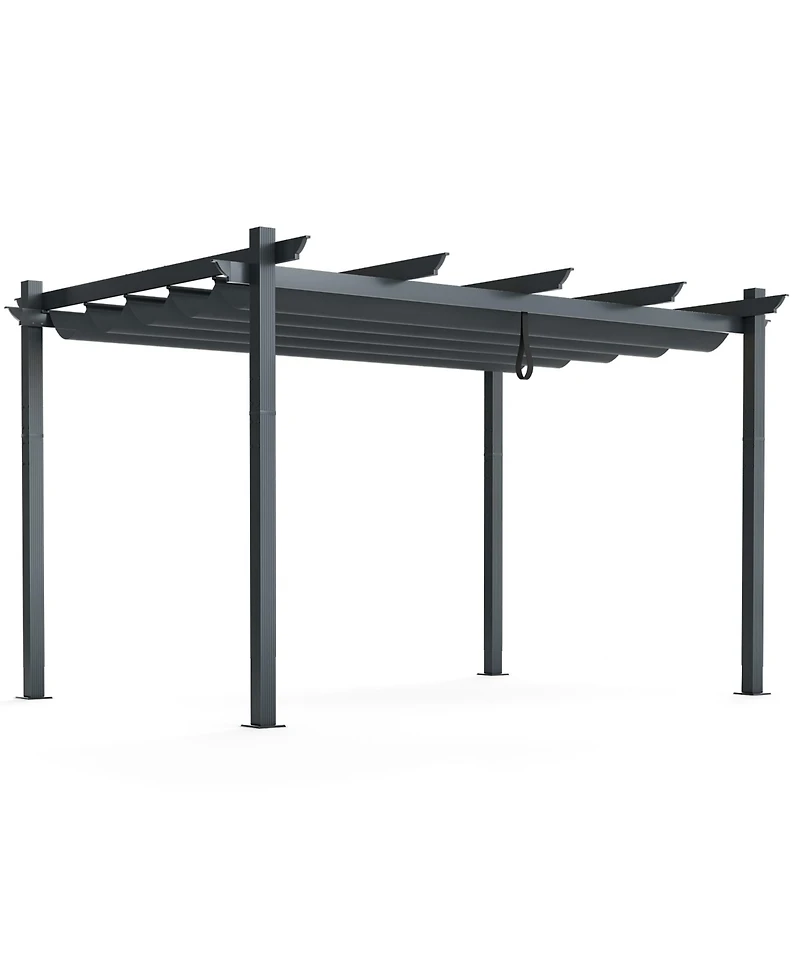 Gymax 10 x 13ft Outdoor Aluminum Retractable Pergola Canopy Shelter Grape Trellis