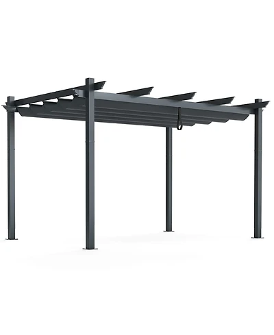 Gymax 10 x 13ft Outdoor Aluminum Retractable Pergola Canopy Shelter Grape Trellis