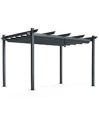 Gymax 10 x 13ft Outdoor Aluminum Retractable Pergola Canopy Shelter Grape Trellis