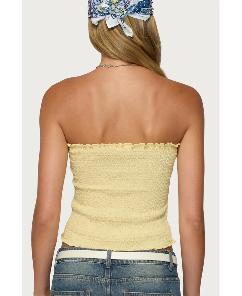 Edikted Womens Emmet Strapless Scrunch Top