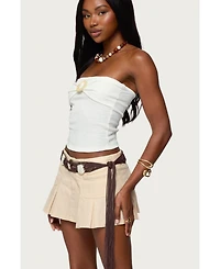 Edikted Womens Layered Textured Knit Strapless Top