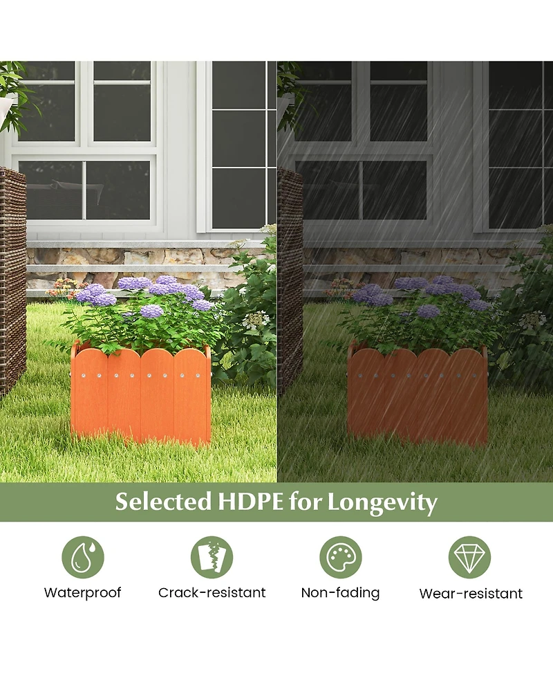 Gymax 2 Pack Square Planter Box Weather-Resistant Hdpe Flower Pot Garden Bed