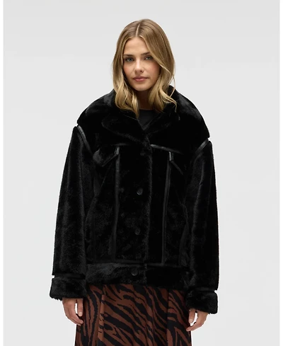 Nvlt Women's Mink Faux Fur Jacket with Tape Trims