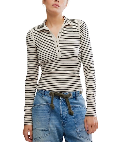 Free People Women's Lake Henley Striped Top