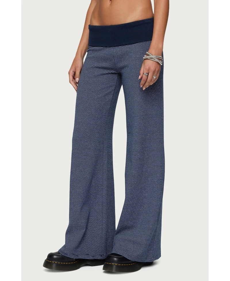 Edikted Women's Amarna Striped Fold Over Pants