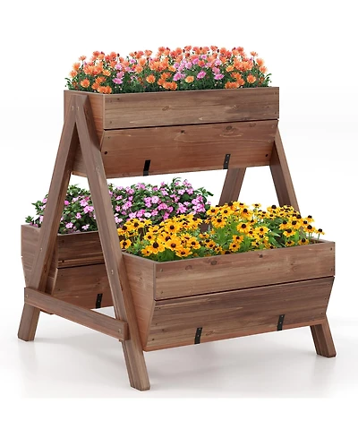 Gymax 21'' x 8'' x 8.5'' Vertical Raised Garden bed Planter Stand w/ 3 Planter Boxes