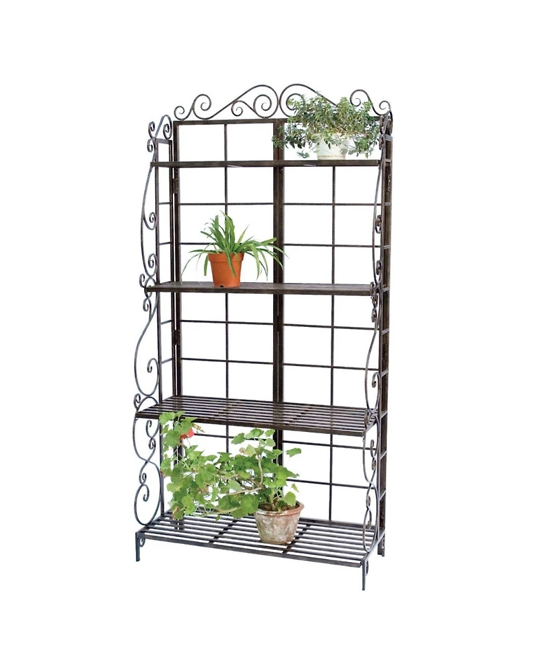Slickblue Metal Indoor/Outdoor Planter Stand with 4 Shelves for Space-Saving Plant Display