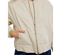 Free People Women's Jax Washed Bomber Long Sleeve Jacket