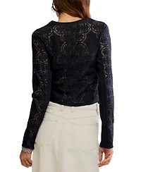 Free People Women's Button-Front Long Sleeve Lace Top