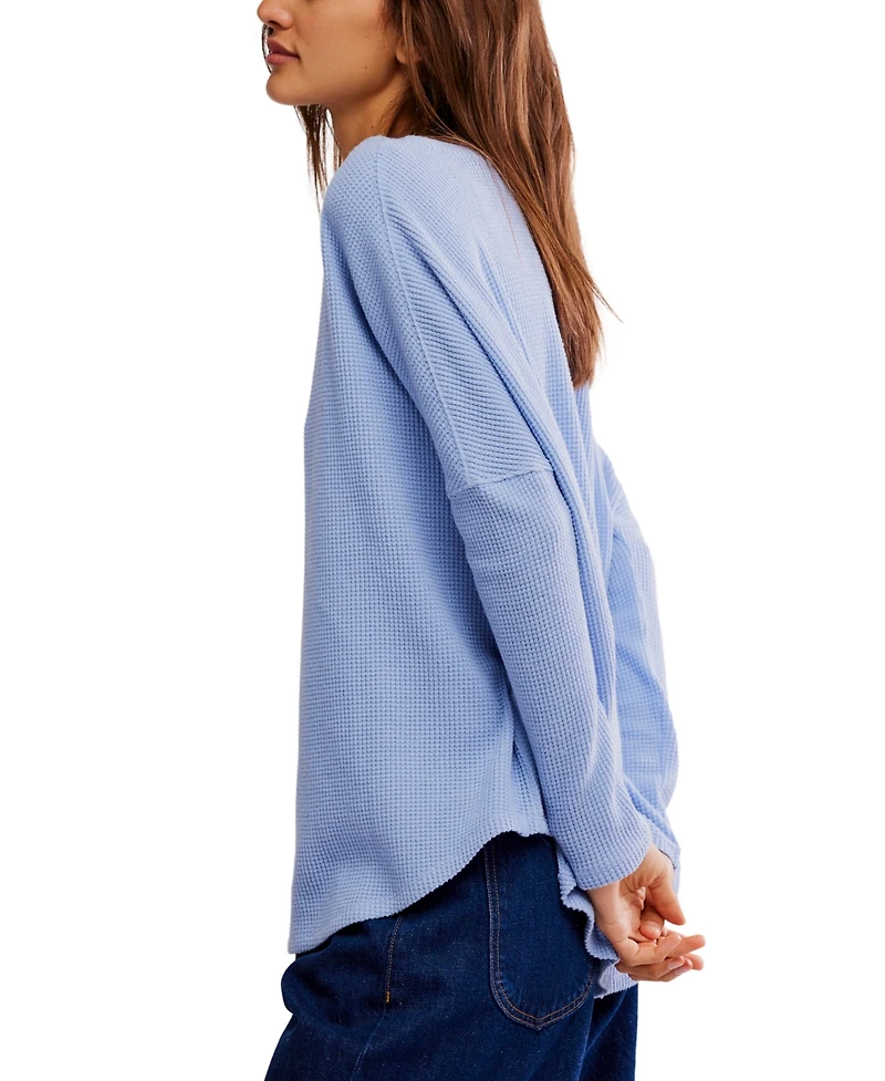 Free People Women's Latte Blues Thermal Long Sleeve Top