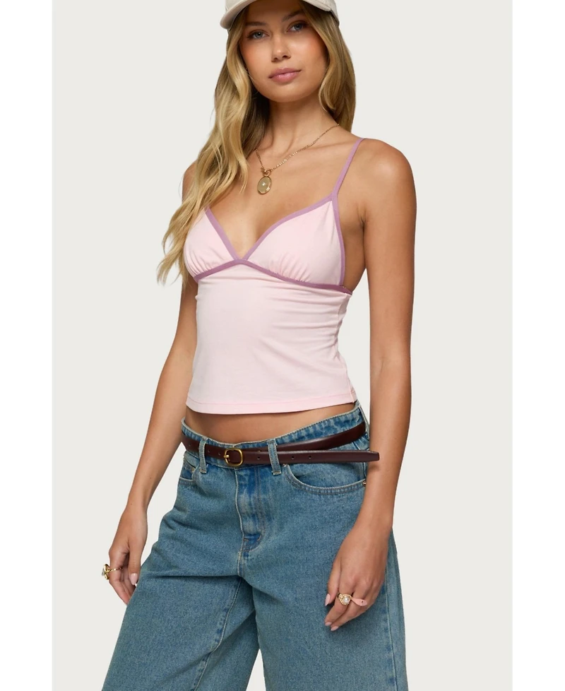 Edikted Womens Leona Contrast Tank Top