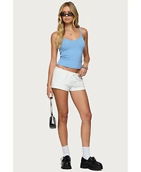 Edikted Womens Aspyn V Neck Ribbed Tank Top