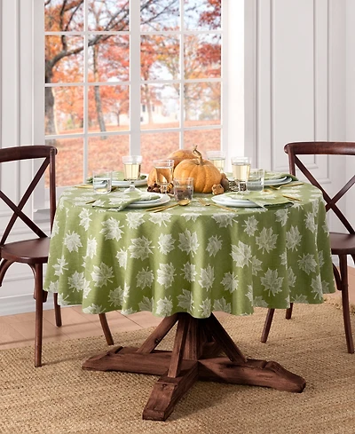 Elrene Falling Leaves Jacquard Cotton Tablecloth, 70" Round