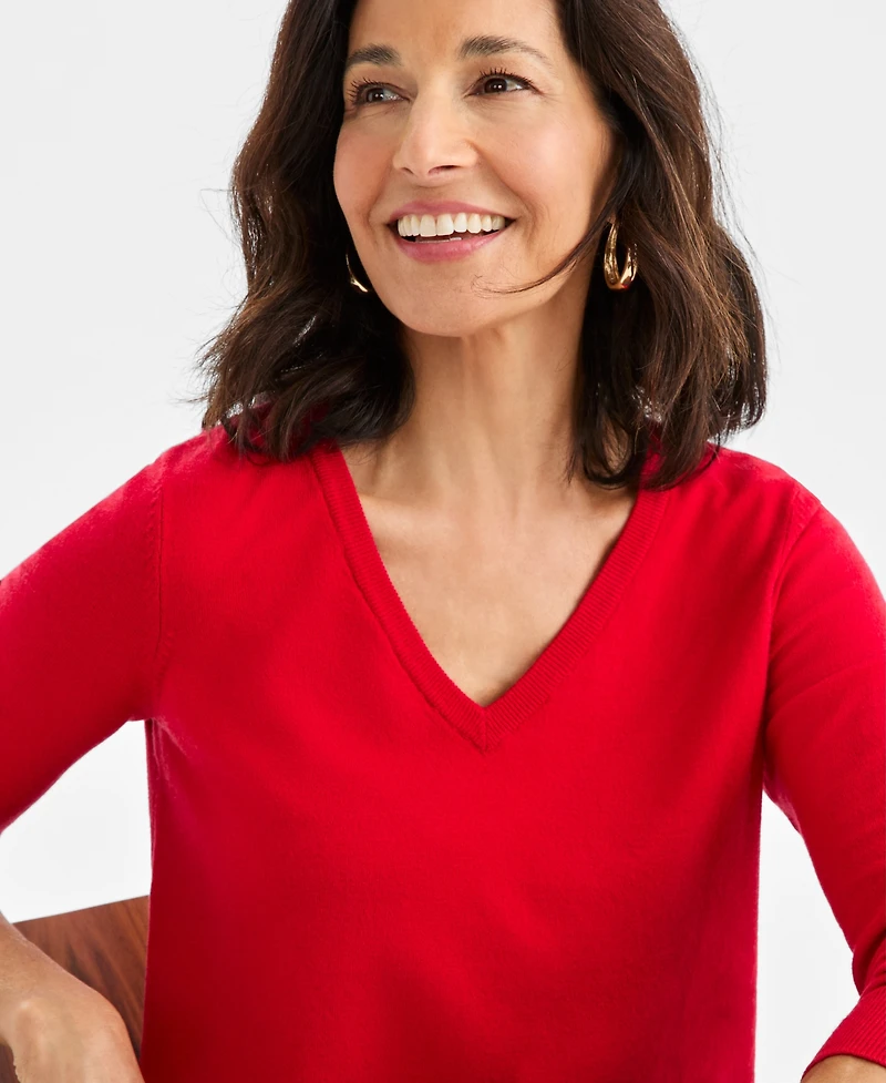 Style & Co Women's V-Neck Long-Sleeve Sweater, Created for Macy's