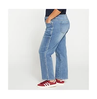 Universal Standard Womens Plus Elliot Mid Rise Tuxedo Stripe Jeans