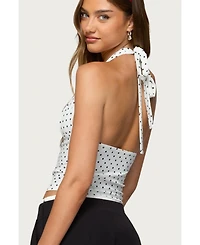 Edikted Womens Blaire Polka Dot Halter Top
