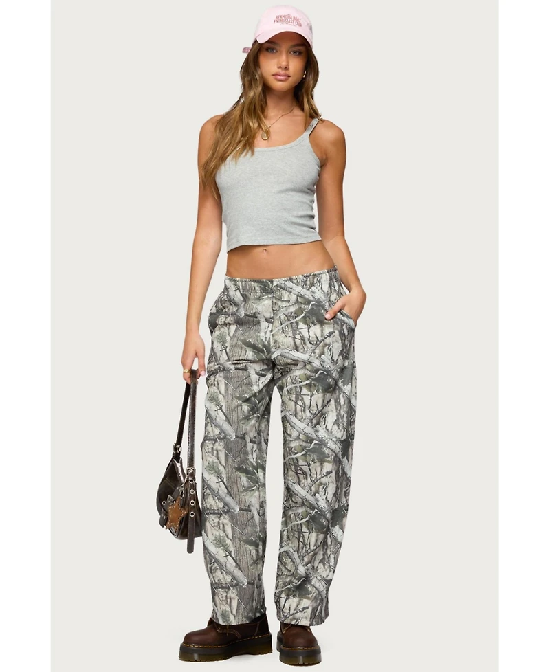 Edikted Women's Camo Straight Leg Sweatpants