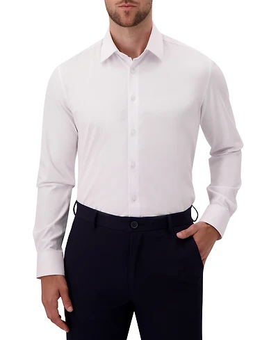 Report Collection Men's Long Sleeve 4-Way Tonal Geo Dress Shirt
