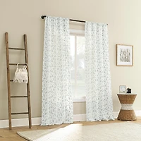 Briarwood Delicate Leaf Textured Sheer Rod Pocket Curtain Panel