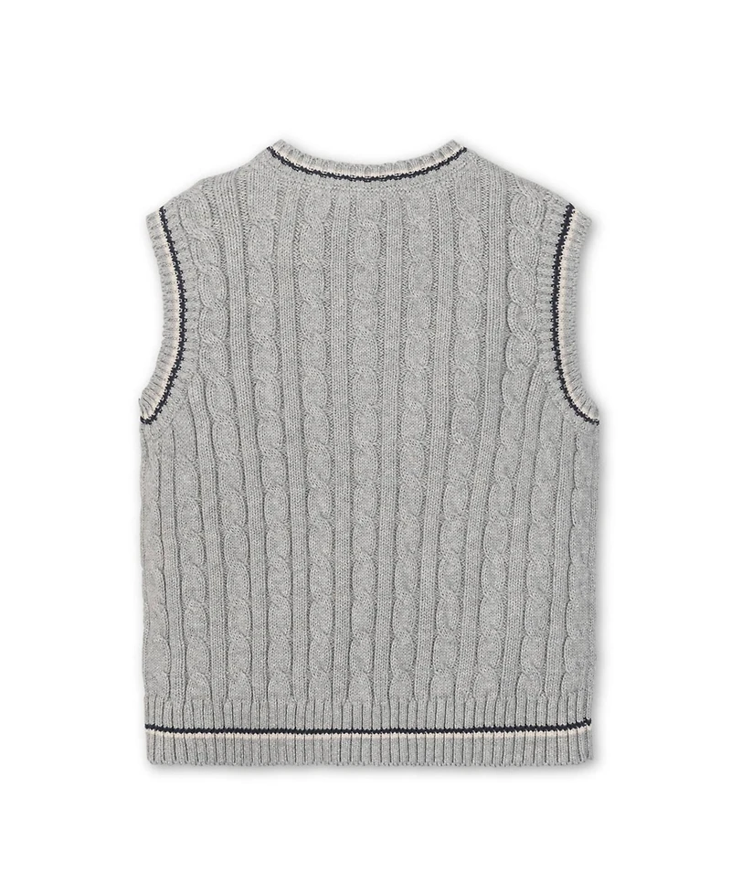 Hope & Henry Little and Big Boys' Organic V-Neck Cable Sweater Vest