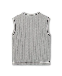Hope & Henry Little and Big Boys' Organic V-Neck Cable Sweater Vest