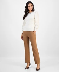 Ak Anne Klein Petite Embellished-Crewneck Puff-Sleeve Sweater