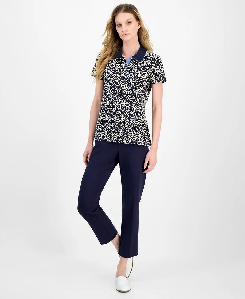 Nautica Jeans Women's Ribbons Short-Sleeve Polo Shirt