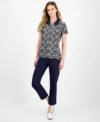 Nautica Jeans Women's Ribbons Short-Sleeve Polo Shirt