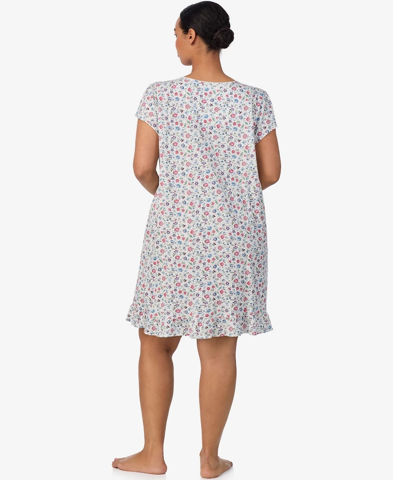 Lauren Ralph Plus Flutter Sleeve Short Sleepwear Gown