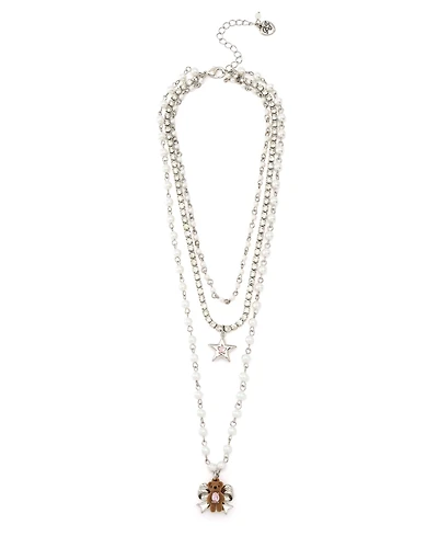 Betsey Johnson Faux Stone Teddy Bear Layered Necklace