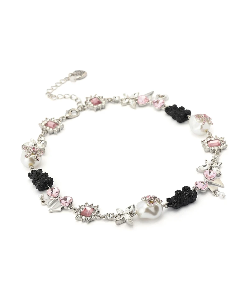 Betsey Johnson Faux Stone Teddy Bead Charm Collar Necklace