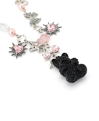 Betsey Johnson Faux Stone Teddy Bear Charm Bib Necklace