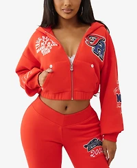 True Religion Women's Crystal Patched Zip Hoodie